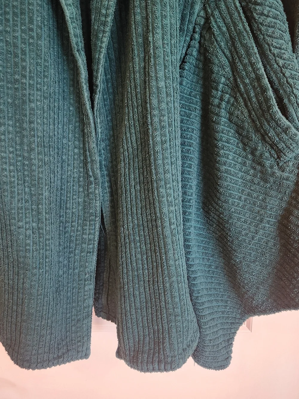 CMC by Color Me Cotton Green Corduroy Open Front Shacket Size L Flared Hemline